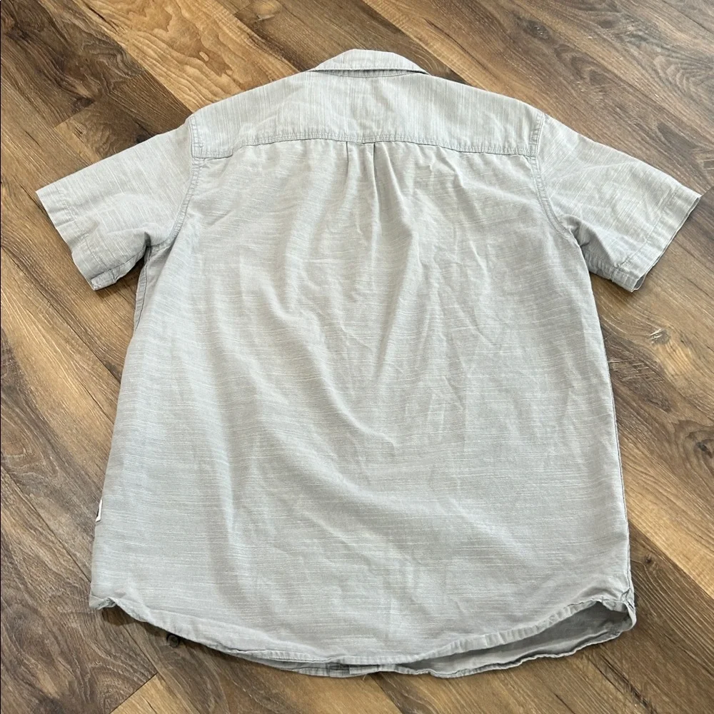 The North Face Mens Button Up Shirt Sz M Short Sleeve Gray light striped Shirt